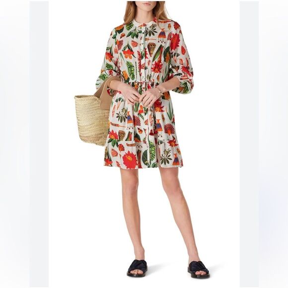 Figue Shaina Botanical Beach 100% Cotton Summer Shirtdress M - Picture 2 of 12